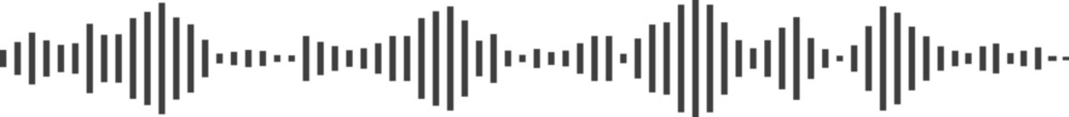 Sound wave or voice message waveform. Podcast, media record, radio signal. Decibel audio record icon