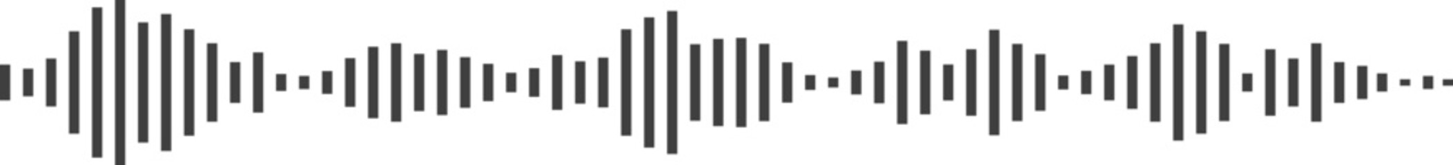 Sound wave or voice message waveform. Podcast, media record, radio signal. Decibel audio record icon