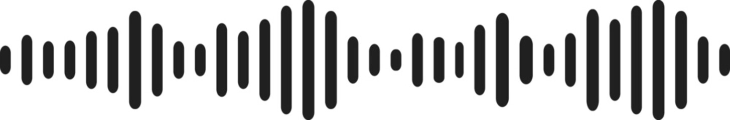 Sound wave or voice message waveform. Podcast, media record, radio signal. Decibel audio record icon