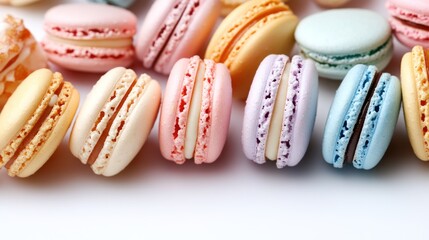 Fototapeta premium Colorful Macarons on a White Background