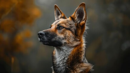 Naklejka premium A beautiful close-up shot of a dog with striking eyes, capturing its attention towards the camera.