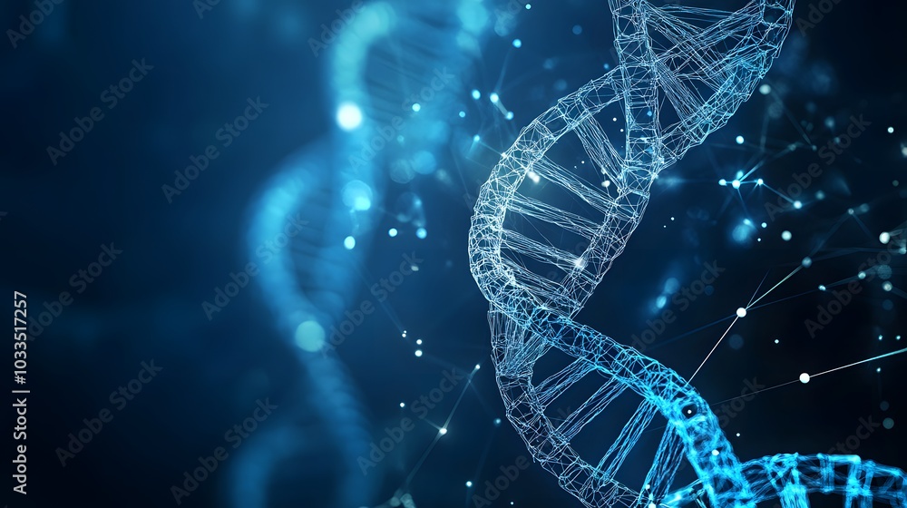 Poster abstract 3d wireframe representation of a dna double helix