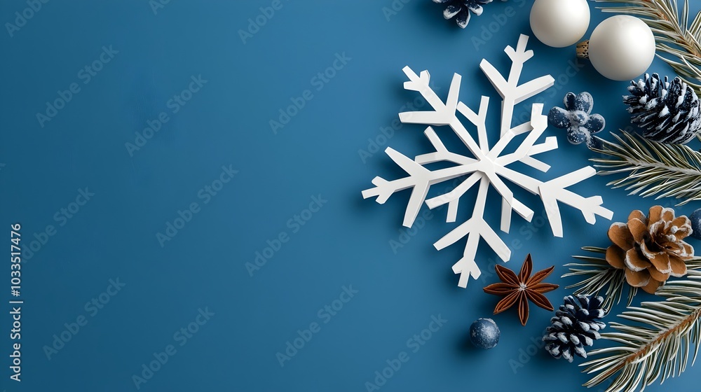 Poster beautifully designed symmetrical paper cut snowflake with detailed intricate layers perfect for wint