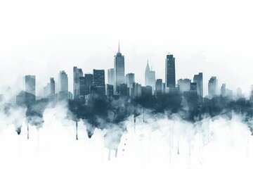 Fototapeta premium Smoggy city skyline architecture metropolis cityscape.
