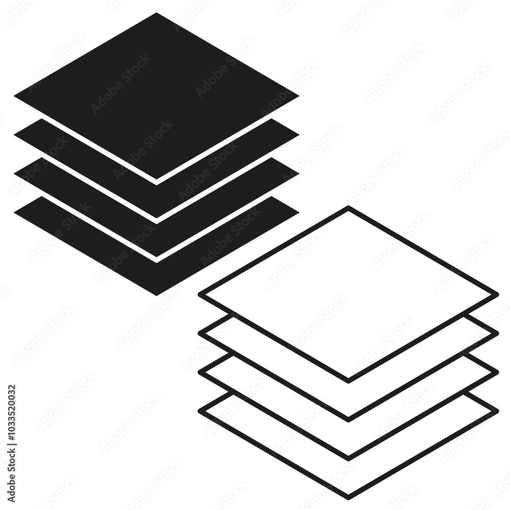 Poster layer icons. stack symbol set. geometric squares stack. vector illustration.