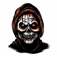 Fototapeta premium Horror and scary face halloween portrait adult representation.