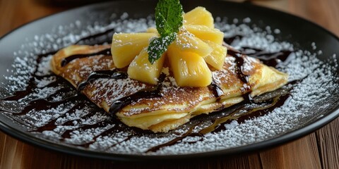 gourmet food, pancake with pineapple