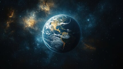 Fototapeta premium Stunning Earth Globe in Galactic Backdrop