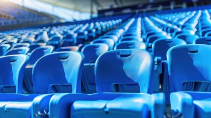 Naklejka premium Rows of Blue Seats in a Modern Sports Venue