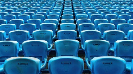 Naklejka premium Empty Blue Stadium Seats in a Modern Arena