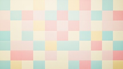Fototapeta premium A checkered background in soft pastel tones of pink, blue, and yellow