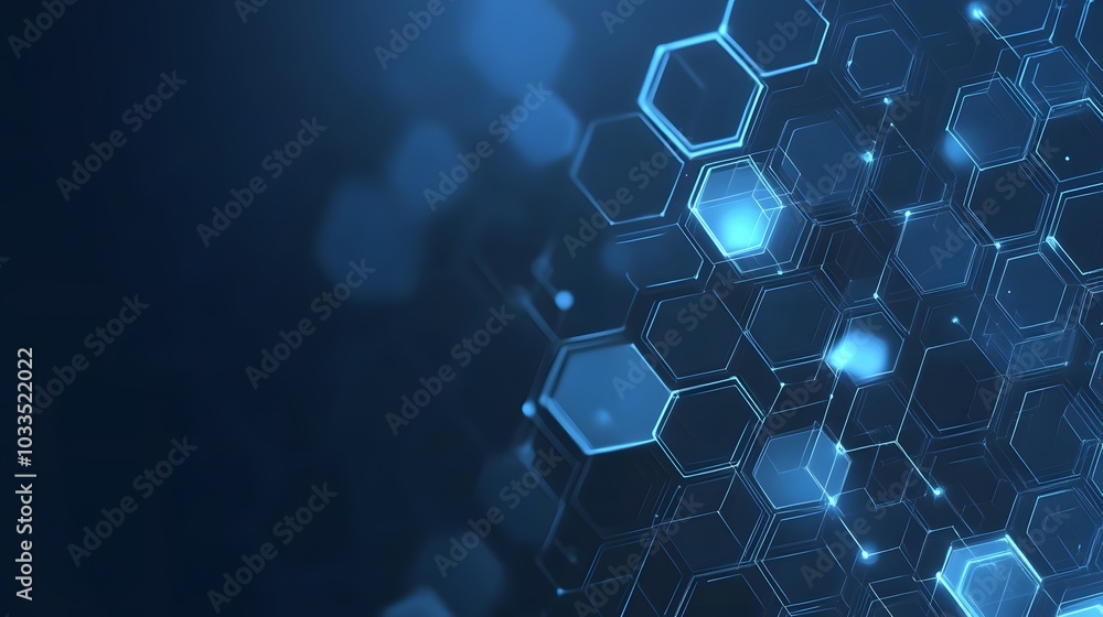 Aufkleber abstract digital network with blue hexagon structure