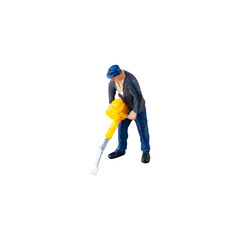 Miniature construction worker  isolate on white background with clipping path