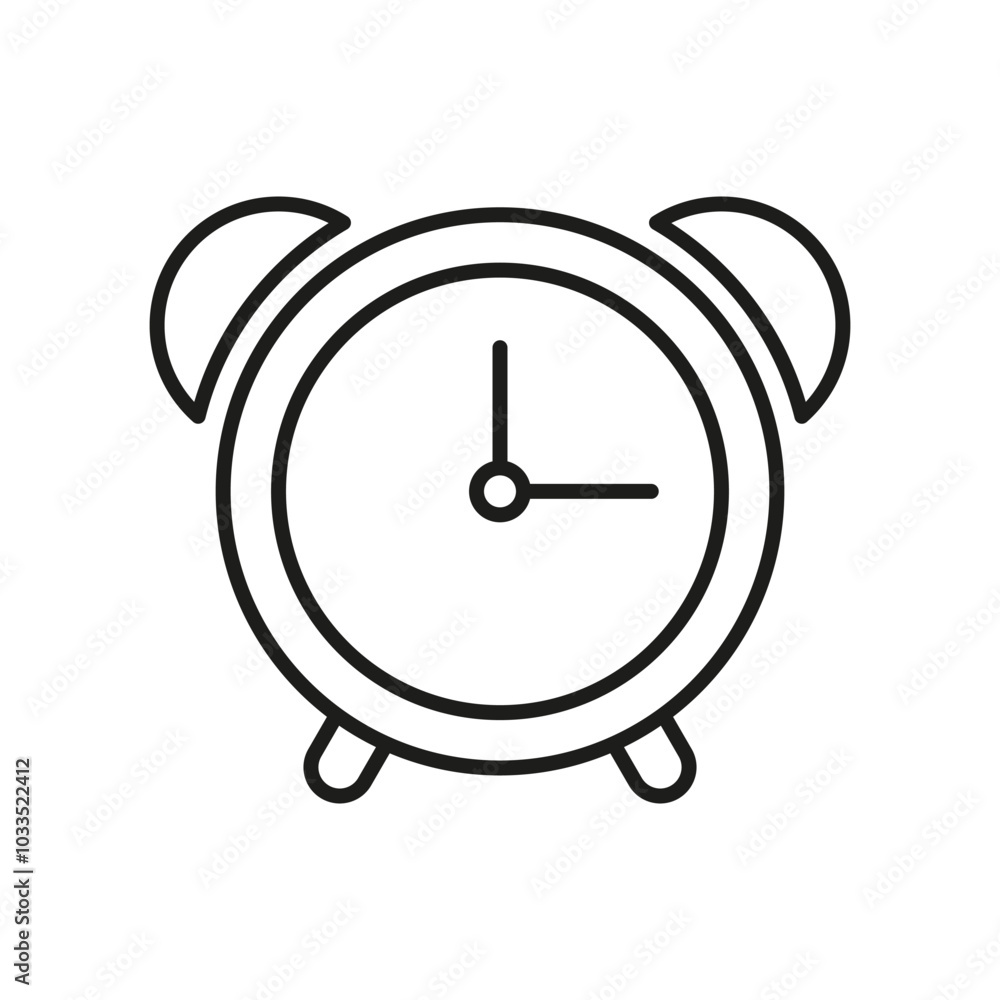 Poster alarm clock line icon. classic bell alarm clock outline symbol. wake-up timer alarm. time reminder. 