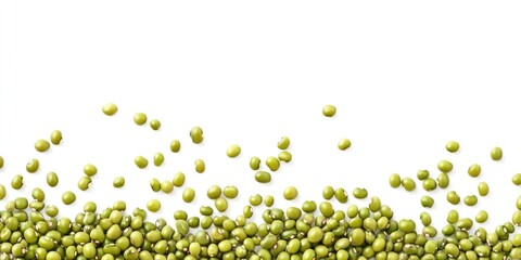 Mung beans set against a white background