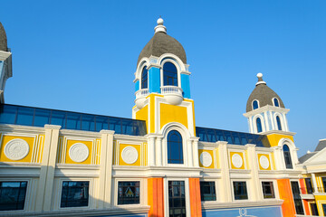 Phu Quo Island Vietnam Grand World Beautiful morning at Grand World on Phu Quoc island, many colorful house