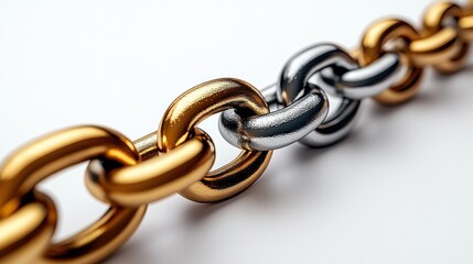 Obraz premium 3D Metallic Chain with Gold and Silver Links