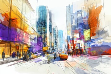 Urban sketch of a modern city