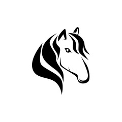 Black horse logo. Horse head vector illustration, suitable for, ornament, logo, icon, mascot, etc.