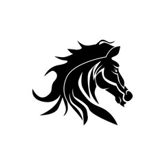 Black horse logo. Horse head vector illustration, suitable for, ornament, logo, icon, mascot, etc.