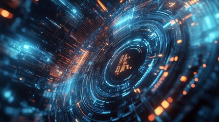 Fototapeta premium Futuristic Digital Technology Network Interface Graphic Art