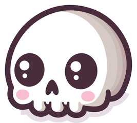 cute skull head vector illustration sticker style