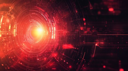 Obraz premium Futuristic Digital Vortex with Red and Orange Light Patterns