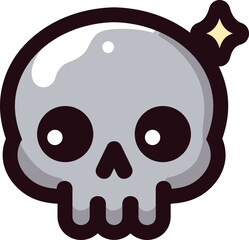 cute skull head vector illustration sticker style
