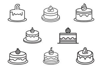 Cake icon vector art outline.
