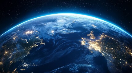 Fototapeta premium Breathtaking View of Earth from Space with City Lights