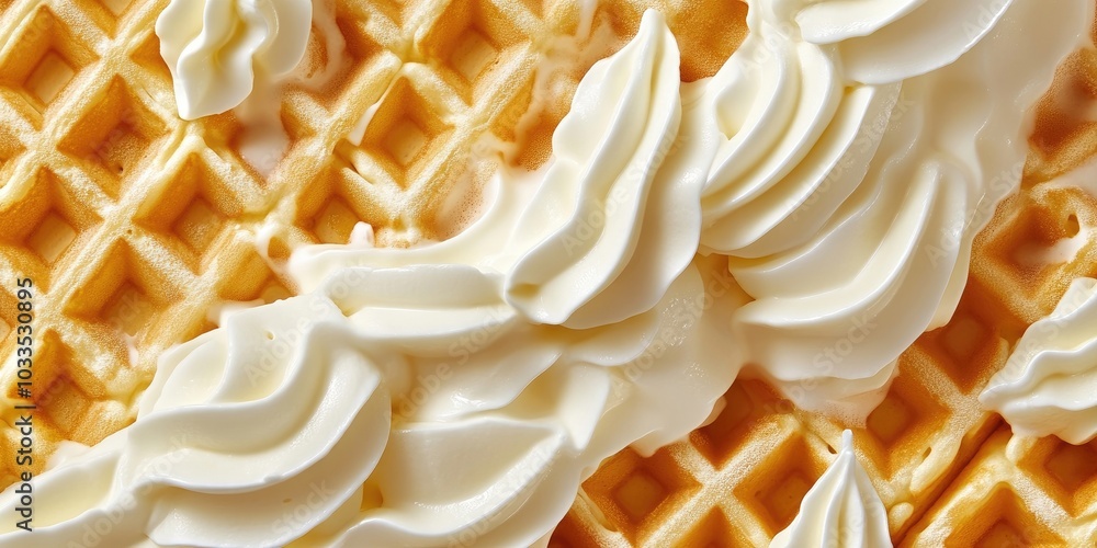 Poster sweet waffle backdrop with cream. area for text or design.