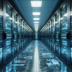 Fototapeta premium Modern Data Center with Advanced Server Racks