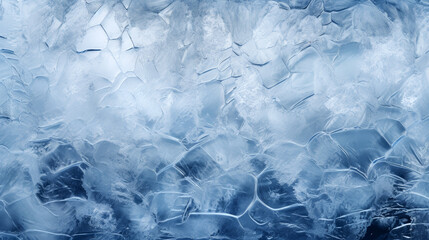 Obraz premium Frozen blue ice texture on a lake or river, natural winter background