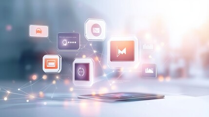 Futuristic Advertising Landscape with Digital Elements