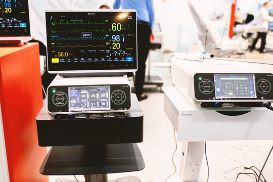 Kyiv, Ukraine - October 2, 2024:Multiparameter patient monitor with capnograph for emergency care, in hospital, and during transportation for monitoring any patients