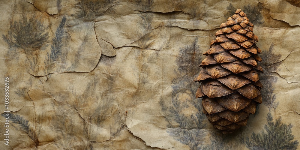 Aufkleber textured vintage paper backdrop featuring a cypress tree cone