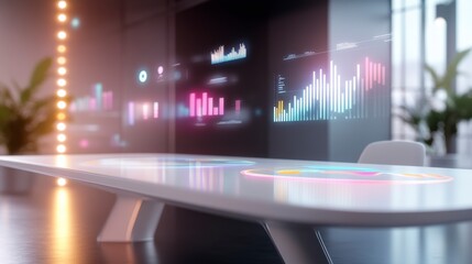 Modern High-Tech Conference Table in Bright Environment