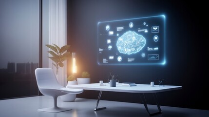 Modern High-Tech Meeting Room with Technology Display