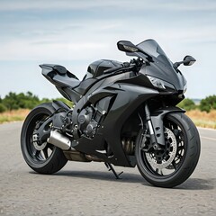 Motorcycles on the road ready to ride