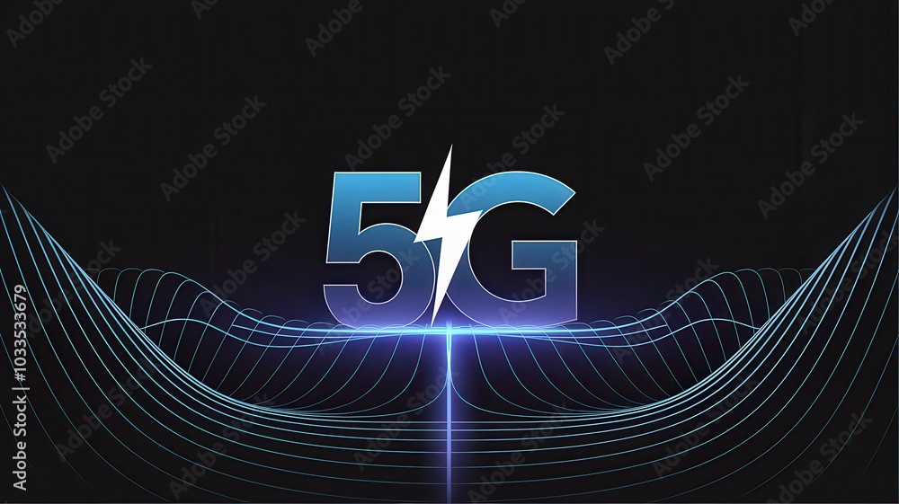 Aufkleber futuristic 5g technology network connectivity with dynamic blue waves abstract background representi