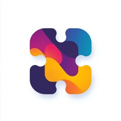 Colorful puzzle logo. Abstract puzzle logo with vibrant colors, symbolizing connection and collaboration.