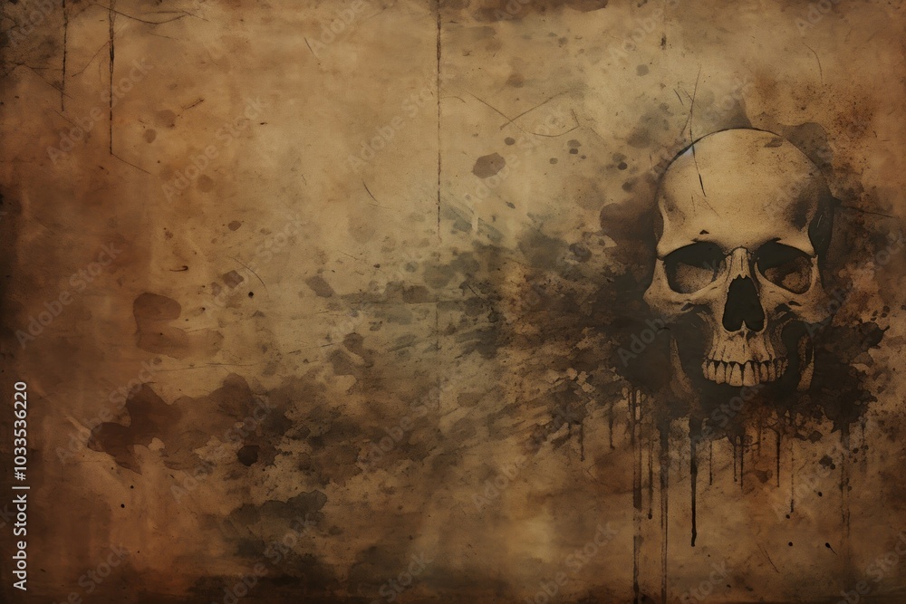 Wall mural skull painting grunge photography.