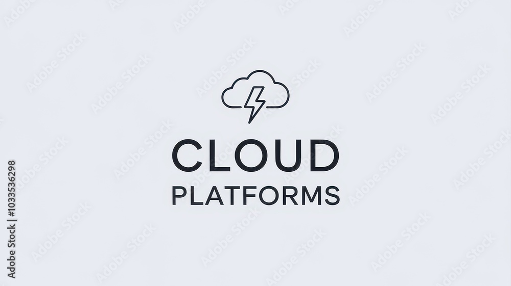 Poster sleek and modern cloud platform logo design featuring lightning bolt icon representing advanced tech