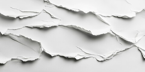 White paper blank, ripped and torn background with creased and crumpled textures suitable for grunge posters and placards.