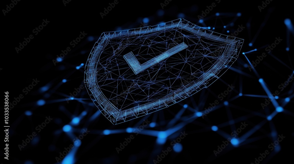 Aufkleber digital shield with check mark, representing cybersecurity and protection