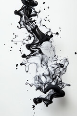 Obraz premium Black ink swirl, white isolated background