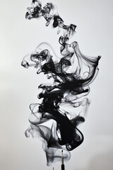 Black smoke swirl on a white background