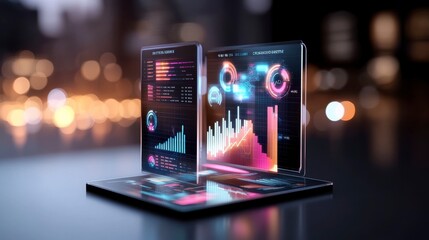 Holographic Screens Displaying Data Visualizations