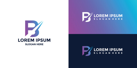 B letter logo with gradient color