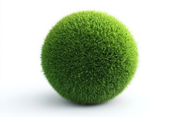 A spherical green ball of grass isolated on a white background, symbolizing nature, growth, and environmental sustainability.